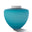 Picture of a deep blue blown glass cremation urn for adult on sale at Muses Design Urns. Front view. frosted finish.