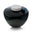 Picture of a deep grey frosted blown glass cremation urn for adult on sale at Muses Design Urns. Close-up view. frosted finish.